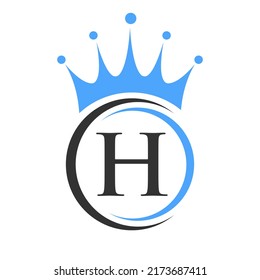 Plantilla de logotipo de la corona de la letra H. Signo de lujo de logotipo de la corona real para belleza, moda, estrella, símbolo elegante