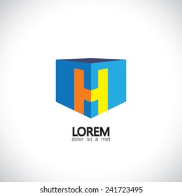 letter h as cube icon design template elements - vector graphic illustration