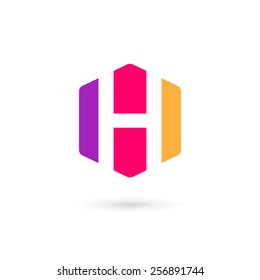 Letter H cube logo icon design template elements 