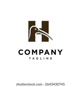 Letter H Curlew bird Logo Icon Vector