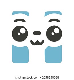 Letter H cute kawaii character, funny emoticon vector clip art.