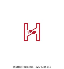 letter H and cutlery vector illustration for an icon,symbol or logo. suitable for restaurant logos, cafes, bars and other places to eat
