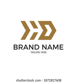 LETTER H AND D ARROW LOGO DESIGN FLAT AND SIMPLE CONCEPT FOR BRAND IDENTITY