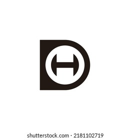 Letter H in D, circle geometric symbol simple logo vector