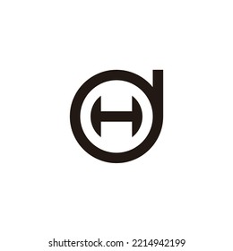 Buchstabe H in d, kreisgeometrisches Symbol, einfaches Logo, Vektorgrafik