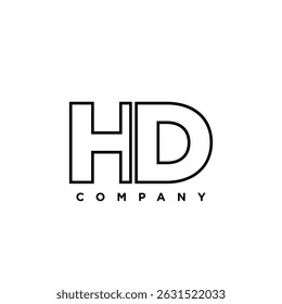 Letter H and D, HD logo design template. Minimal monogram initial based logotype.