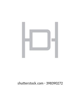 letter H and D monogram square shape logo gray