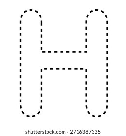 Letra H línea discontinua contorno versión de Ilustración vectorial negro