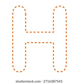 Letra H tracejada linha contorno vetor ilustração versão oranye