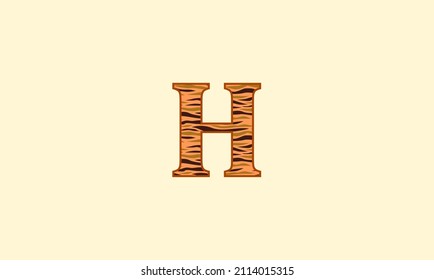 letter h with decoration modern animal pattern. stripes vector with alphabet.