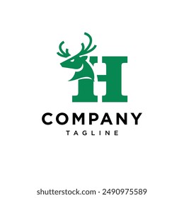 Letter H Deer Head Logo Icon Vector