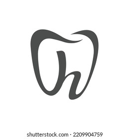 Letter H with dental logo design. Dentist logo design