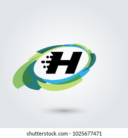 Letter H Design element. Vector oval illustration. Business logo.
