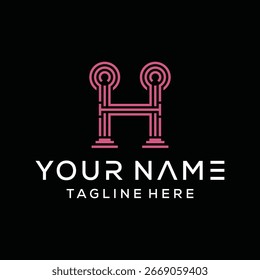 letter H design logo pillar simple