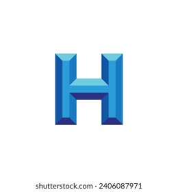 Letter H diamond, 3d geometric symbol simple logo vector