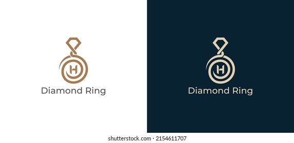 Letter H Diamond Logo Concept sign icon symbol Design. Diamond Ring Logo. Vector illustration logo template