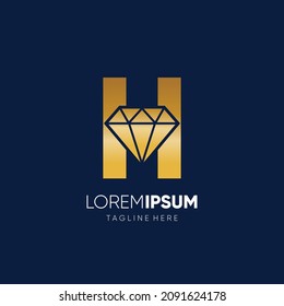 Letra H Logotipo de Diamante Diseño Icono de vectores Ilustración Gráfico