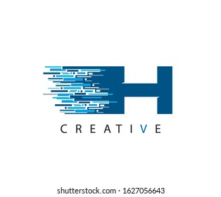 Letter H Digital Data , Technology and digital abstract line H fast techno design concept.  