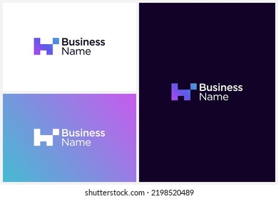 Letter H Digital Logo Design Vector
