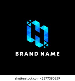 Letter H Digital Pixel Logo Design Template Element