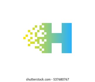Letter H Digital Pixel Logo Design Template Element