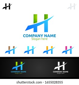 Letter H for Digital Vector Logo, Marketing, Financial, Advisor Invest Design Icon