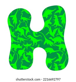letter H from dinosaurs, vector illustration