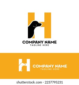 Letter H Dog Logo Design Template Inspiration, Dog Vector, Initial Logo