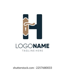 Letter H Door Knop Handles Logo Design Vector Icon Graphic Emblem Illustration