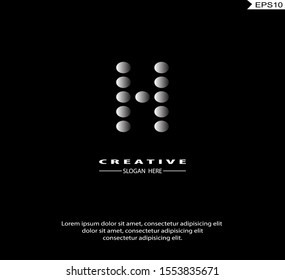 Letter H dot modern Logo icon monogram design. Vector graphic design template element. black background.
