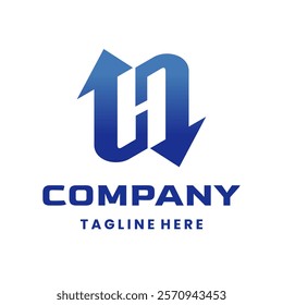 Letter H Up and Down Arrow Logo