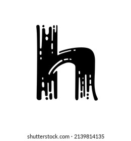 Letter h. Dry brush grunge lettering imitation. Vector design template.
