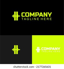 Letter H dumbbell logo design. Best health and physical fitness company vector logo design.