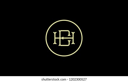 LETTER H AND E LOGO WITH CIRCLE FRAME FOR LOGO DESIGN OR ILLUSTRATION USE