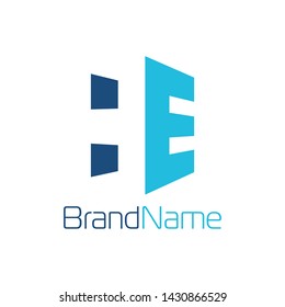 Letter H and E logo formed with simple and modern shape