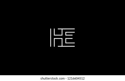 LETTER H AND E LOGO WITH NEGATIVE SPACE EFFECT FOR LOGO DESIGN OR ILLUSTRATION USE