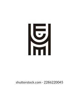 Letter H, E and M curve, square geometric symbol simple logo vector
