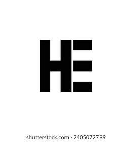 letter H E square geometric symbol simple logo vector