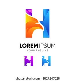 Letter H Eagle Colorful Logo Design Vector
