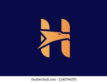 letter H eagle head logo, vector illustration