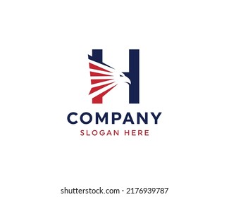Letra H y logotipo de la cabeza del águila material Diseño del vector