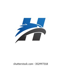 letter h eagle head logo blue