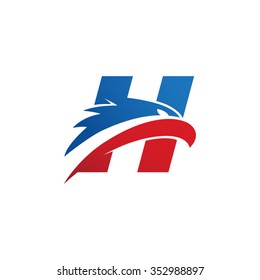 letter H eagle head red blue logo