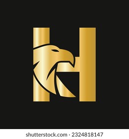 Letter H Eagle Logo Design. Transportation Symbol Vector Template