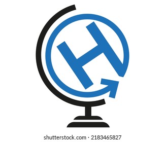 Letter H Earth Round Logo Design Vector Template Icon