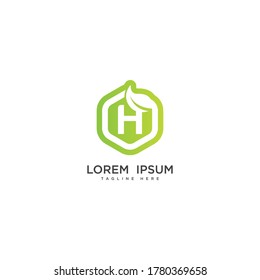 Letra H elementos de diseño de iconos de logotipo de hoja ecológica