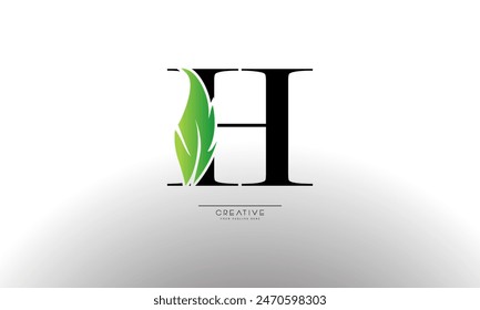 Letter H eco leaves logo icon design template elements