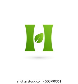 Letter H eco leaves logo icon design template elements