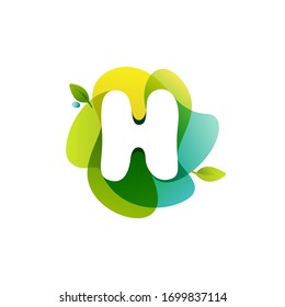 Letter H ecology logo on swirling overlapping shape. Vector icon perfect for environment labels, landscape posters and garden identity, etc.