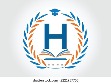Letter H With Education Logo Book Concept. Training Career Sign, University, Academy Graduation Logo Template Vector Design.
